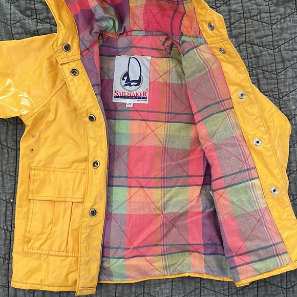 Vtg Yellow Sailmaker Kids Raincoat with Flannel Lining - Picture 2 of 7